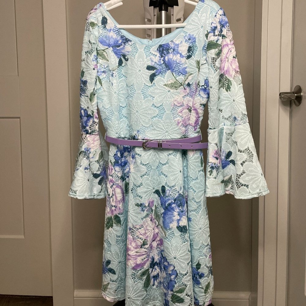 Girls mint green floral flower lace dress, Easter/flower girl/dressy